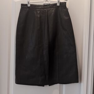Evan Davies Vintage Black Leather Pencil Skirt High Waist Knee Length Sz8 Fits 4